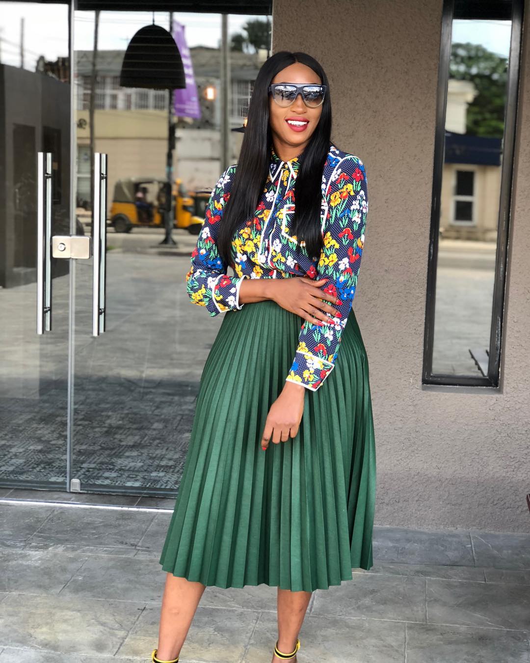 Veronica Odeka Style: 8 Chic Ways She Styled Her Pleated Green Skirt