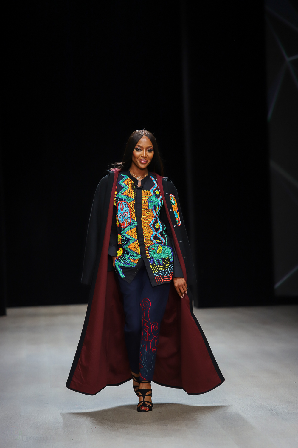 Naomi Campbell at the Arise Fashion Week in Okunoren