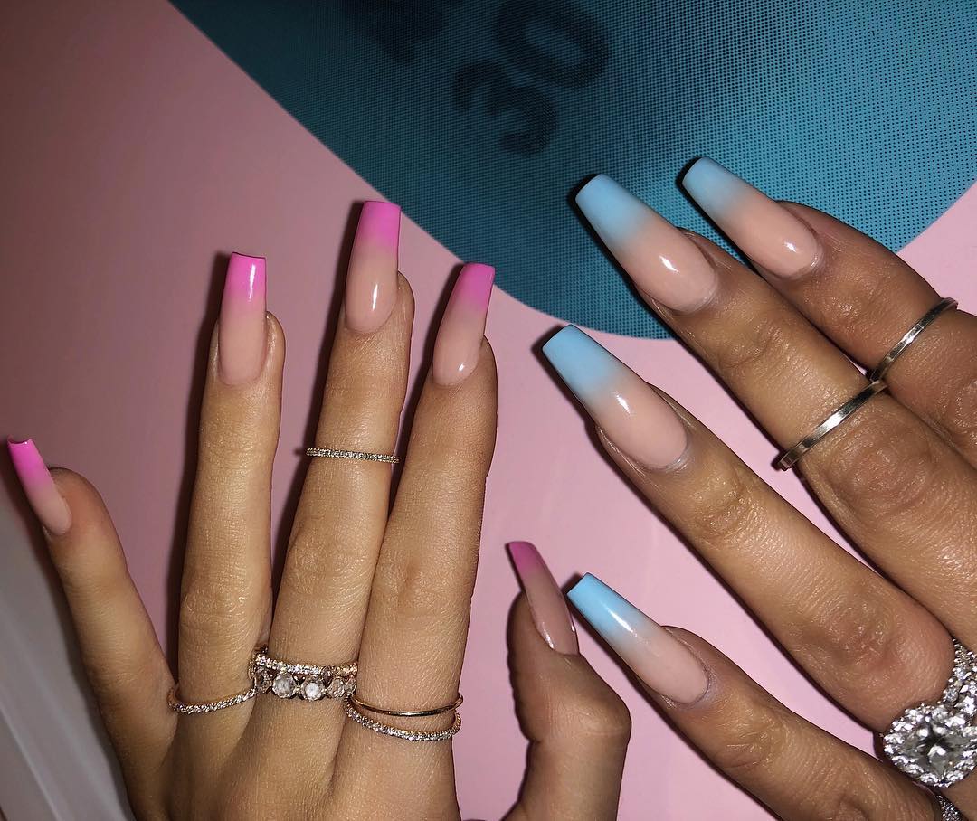 Latest-pink-and-blue-nails-of-Kylie Style Rave
