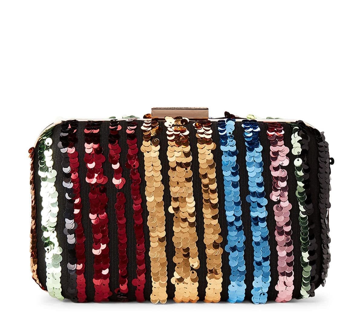 Camila Rainbow Stripped Sequin Clutch For Fall Winter Spring Summer