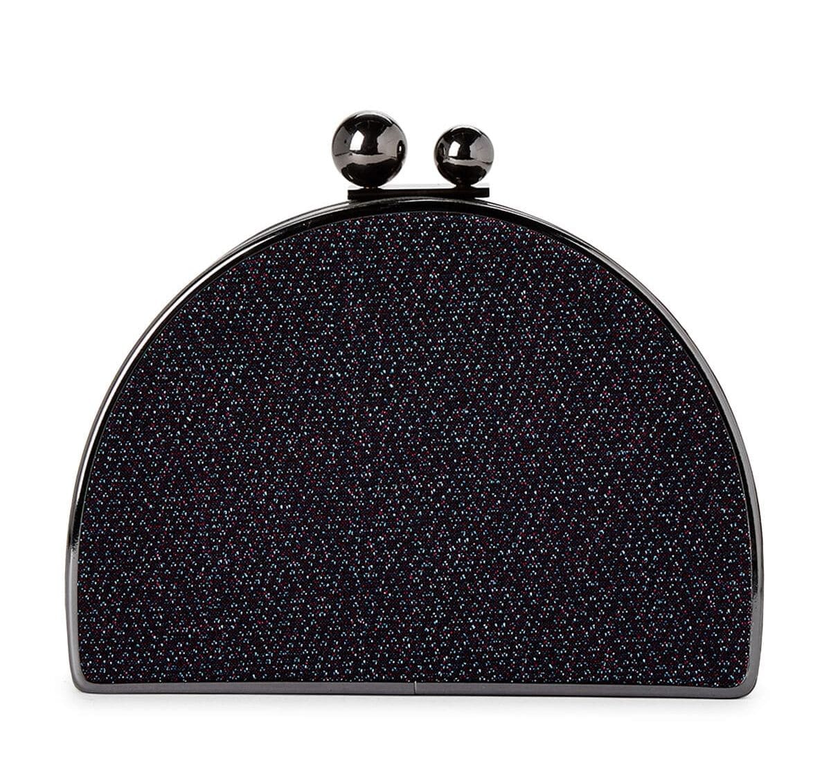 Tracee Glittered Blue Half-Moon Clutch For Fall Winter Spring Summer