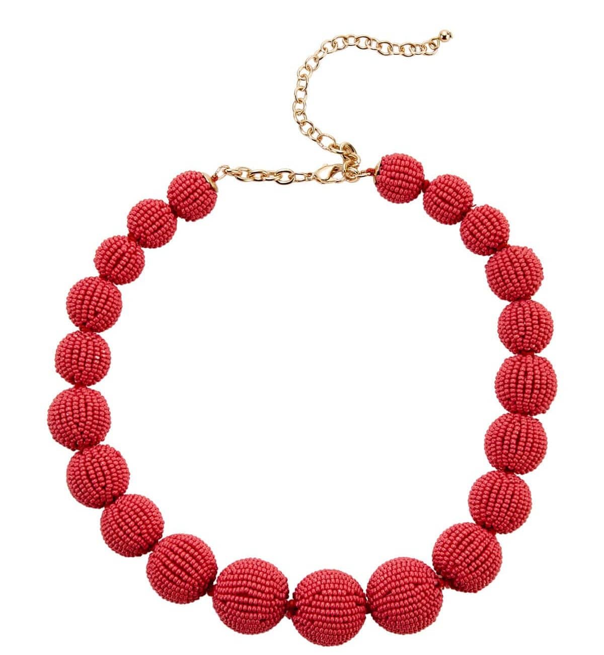 Nancy Pale Red Beaded Necklace