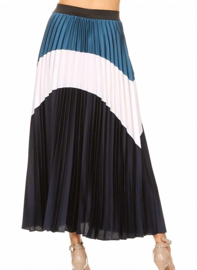 Irene Color-block Pleated Maxi Skirt - Style Rave