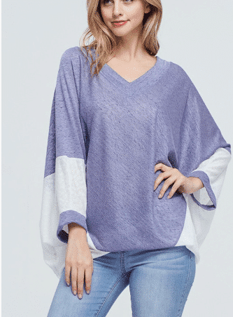 Heidi 2 -Tone Loose Fitted Cape Top