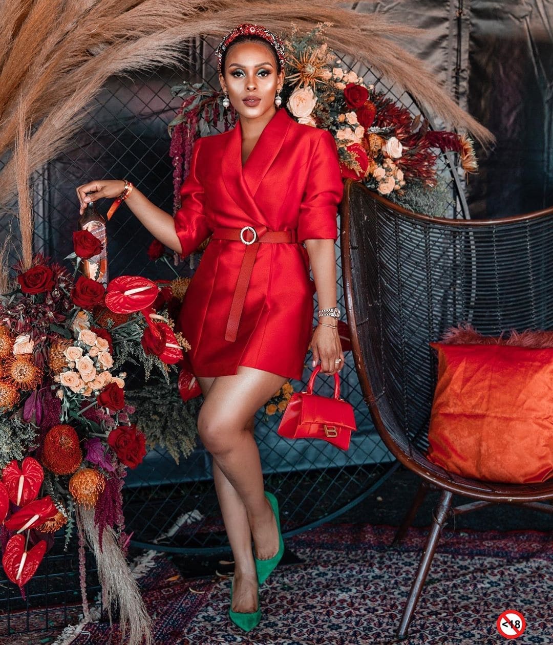 kefilwe-mabote-red-dress-green-shoes-christmas-combination