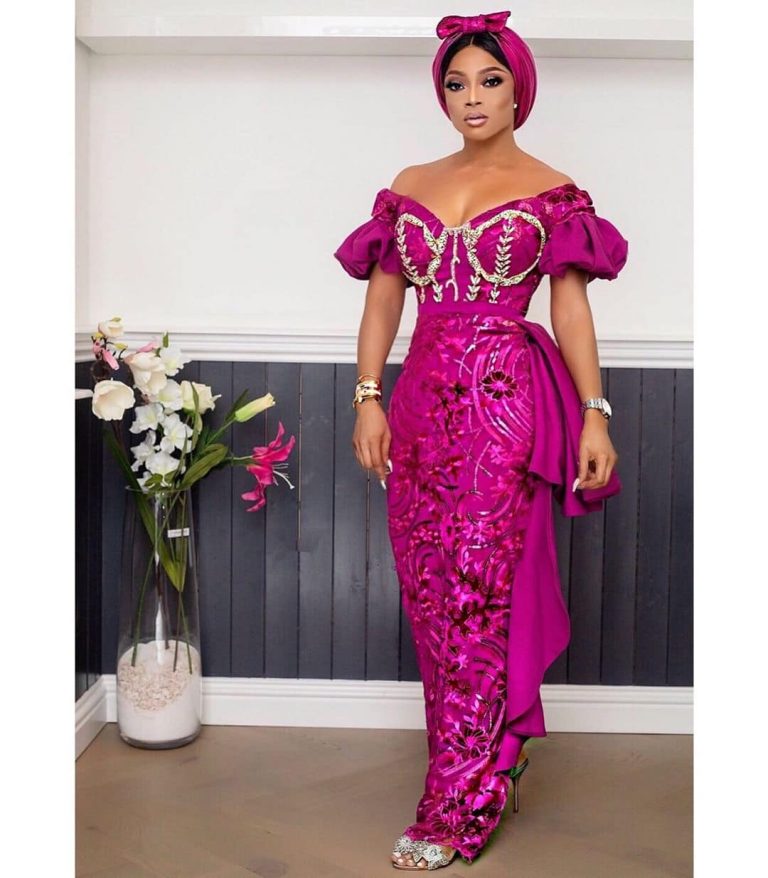 The Latest Long Aso Ebi Gowns In Best Colours For This Wedding Season