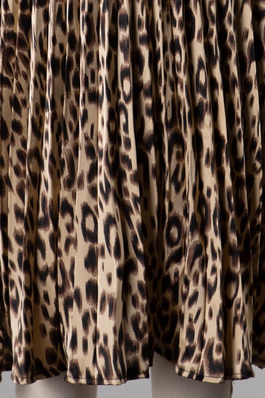 Sade Animal Print Pleated Woven Midi Skirt