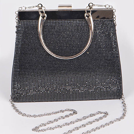Black Silver Nessa Metallic Clutch Bag