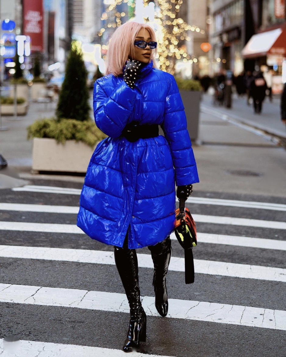 blue puffer jacket winter fashion trends 2020 stylerave