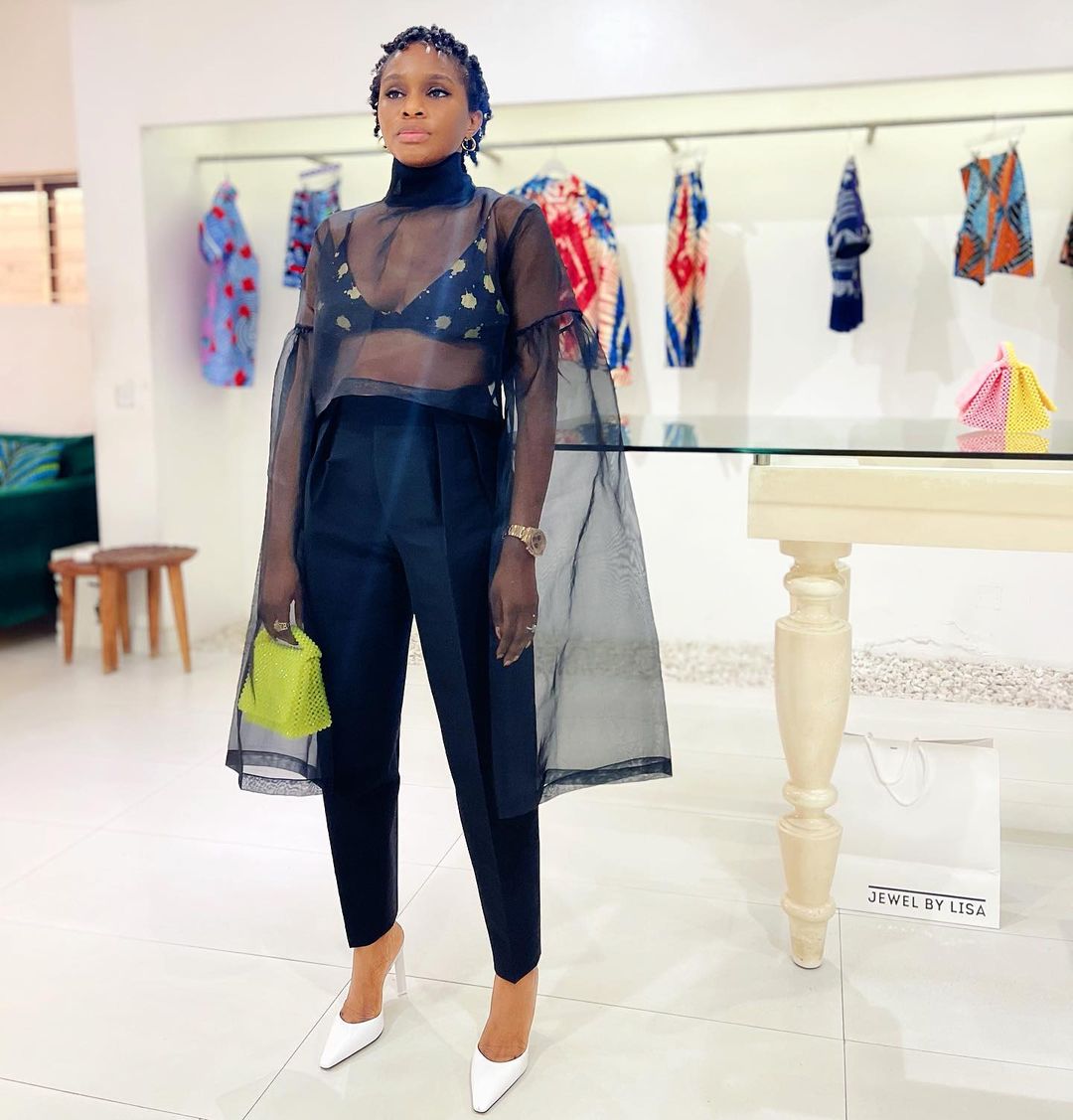 Lisa Folawiyo designer celebrity black top lemon bag style