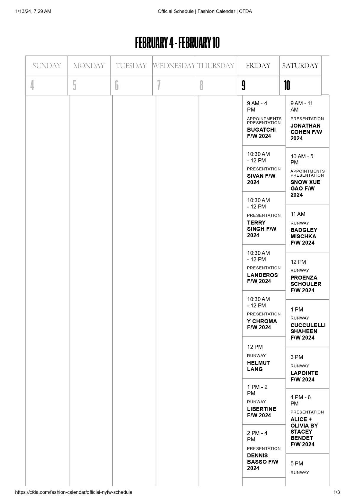 The Preliminary Schedule For NYFW Fall/Winter 2024 Is Right here SheApple