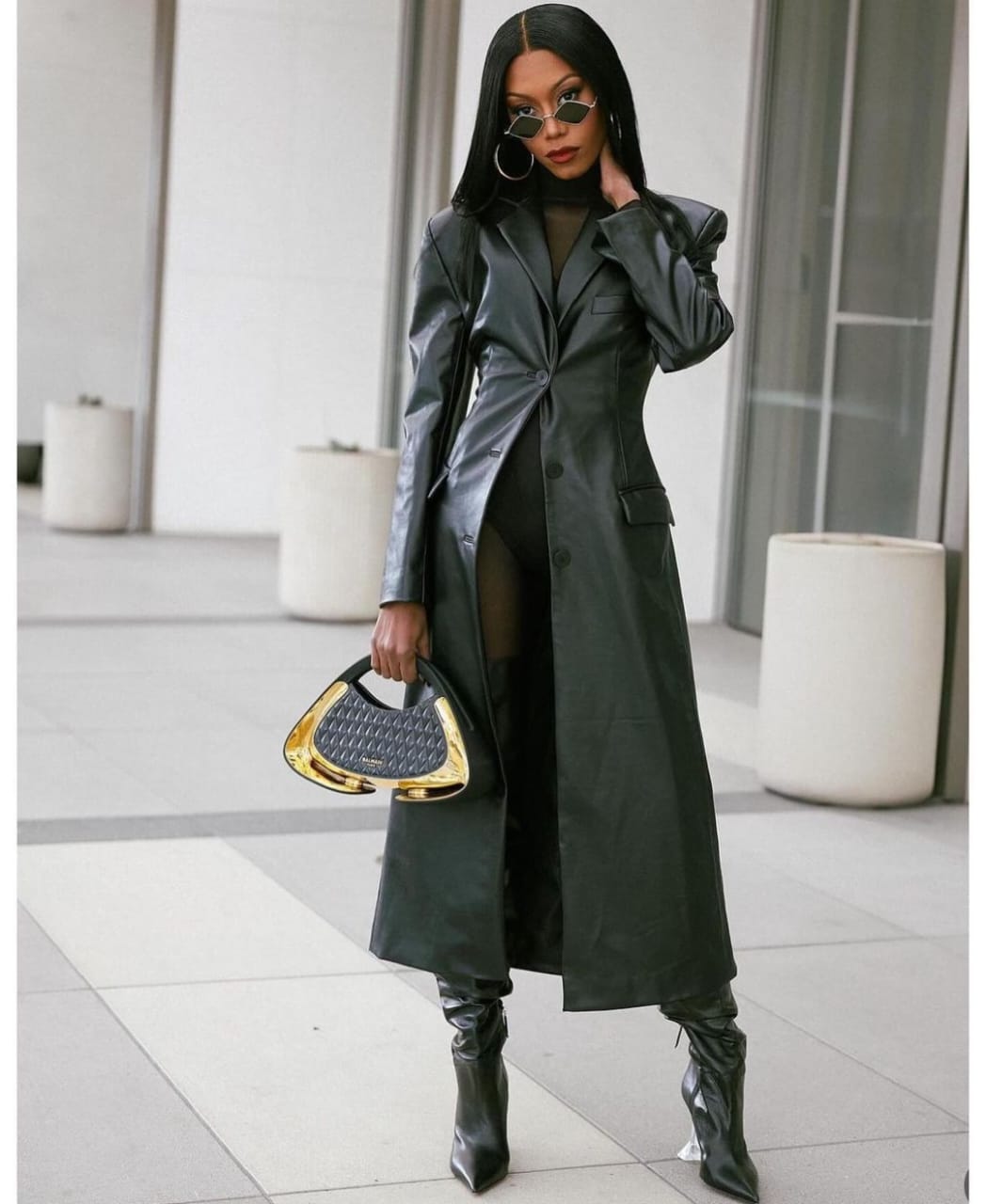 black leather coat