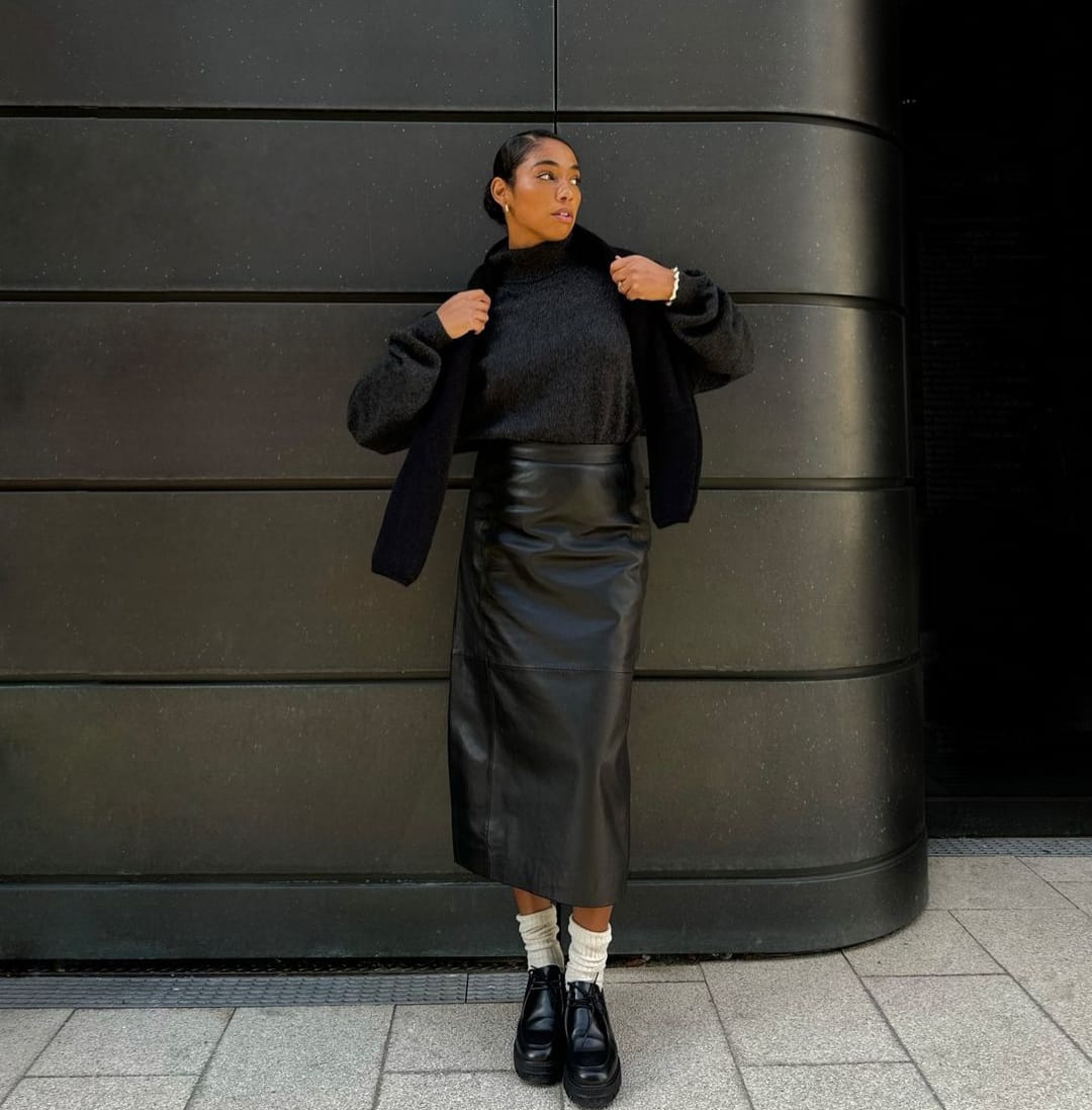 Black leather and white socks