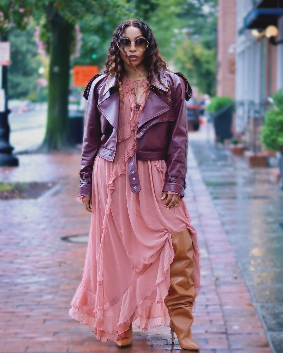 dark cherry red outfit