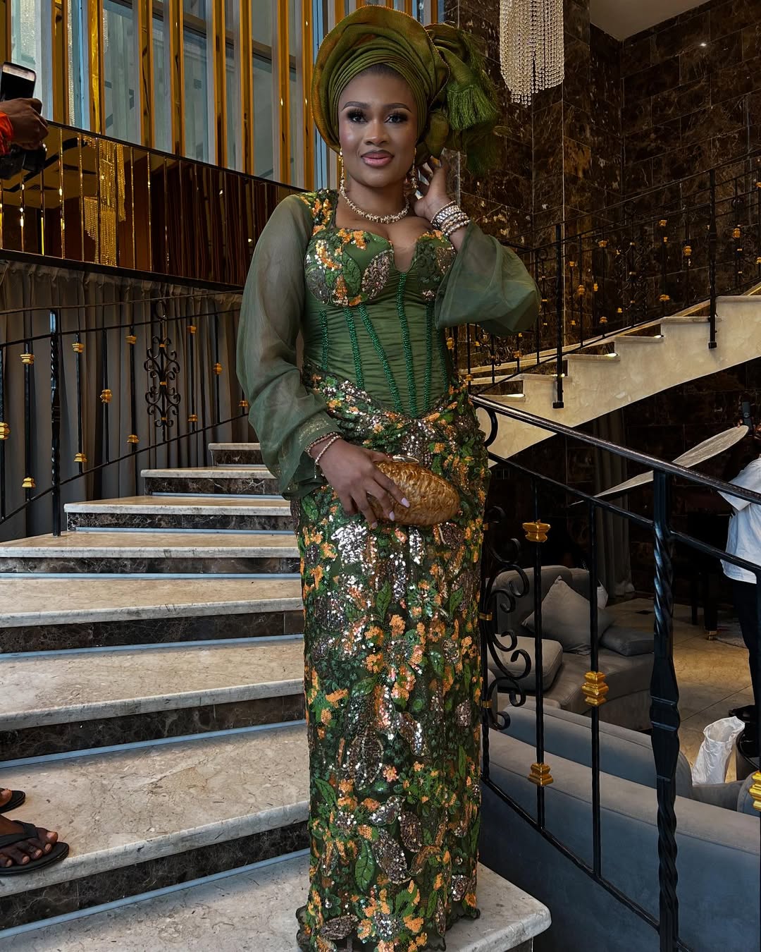 green emerald velvet dress Luxury Traditional Party Dress