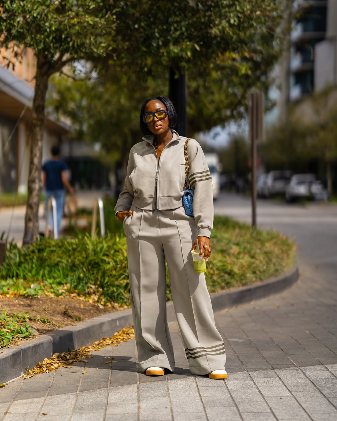 woman traveling in style in loungewear
