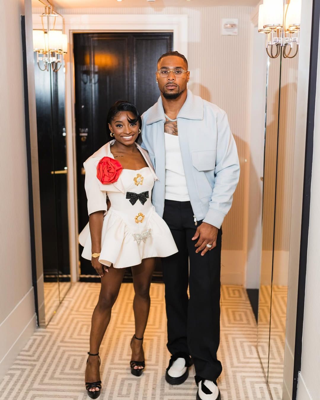 simone biles and husband outfits for party